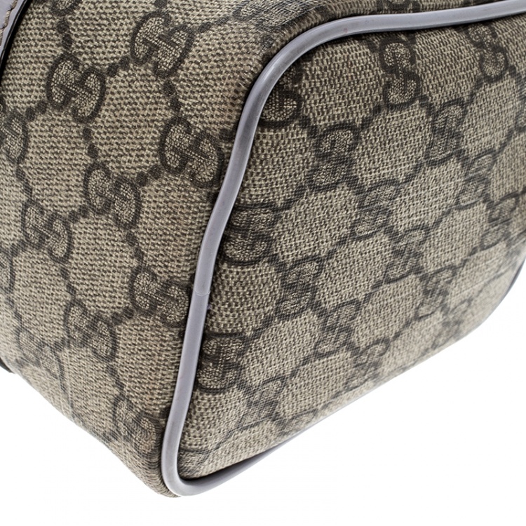 Pre Owned Gucci Beige/Lilac GG Supreme Canvas and Leather Small Joy Boston Bag