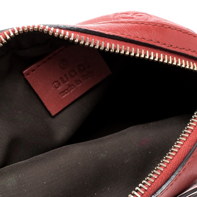 Pre Owned Gucci Red Guccissima Leather Cosmetic Pouch