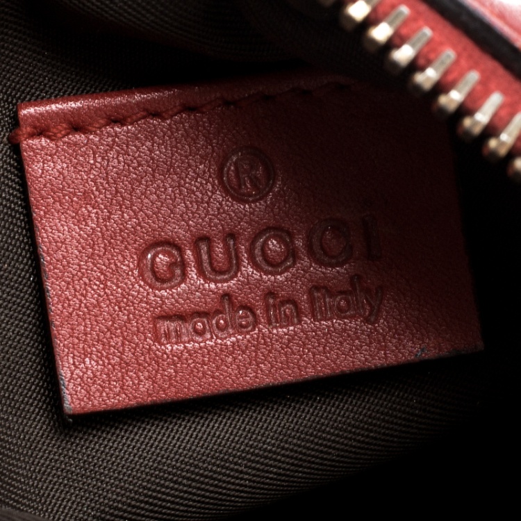 Pre Owned Gucci Red Guccissima Leather Cosmetic Pouch