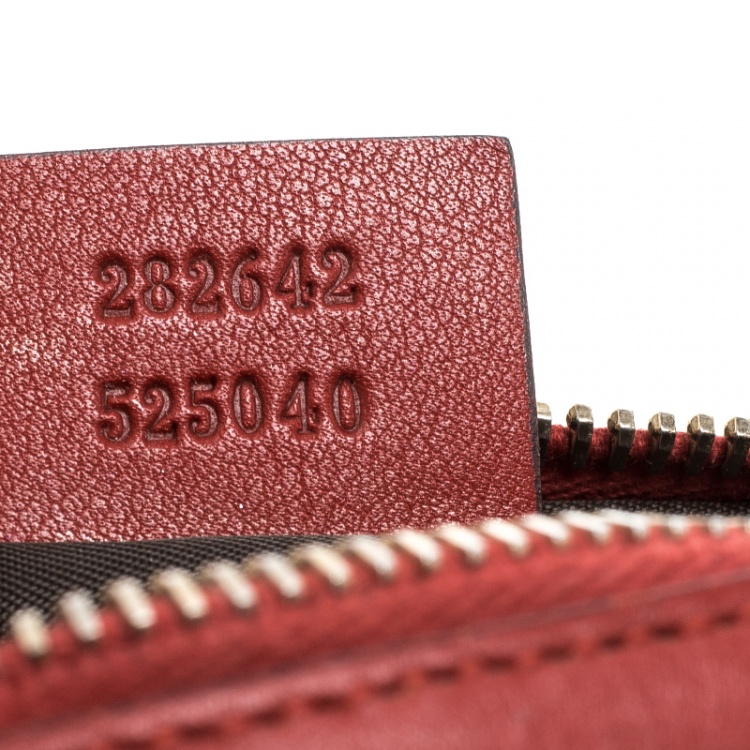 Pre Owned Gucci Red Guccissima Leather Cosmetic Pouch