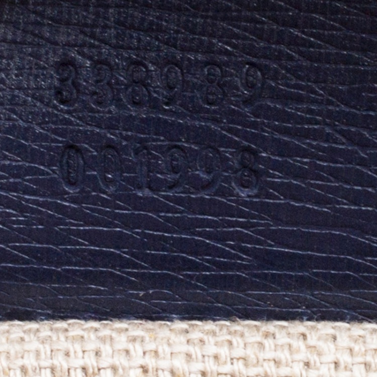 Pre Owned Gucci Navy Blue Leather New Bullet Bamboo Top Handle Bag
