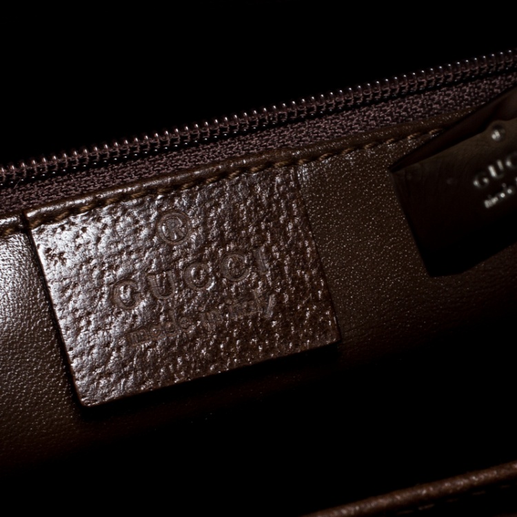 Pre Owned Gucci Brown Leather Bamboo Handle Cinghiale Top Handle Bag