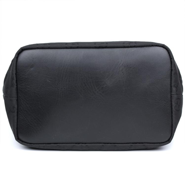 Pre Owned Gucci Black GG Nylon Bamboo Top Handle Bag
