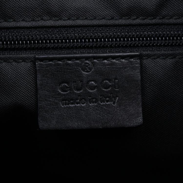 Pre Owned Gucci Black GG Nylon Bamboo Top Handle Bag
