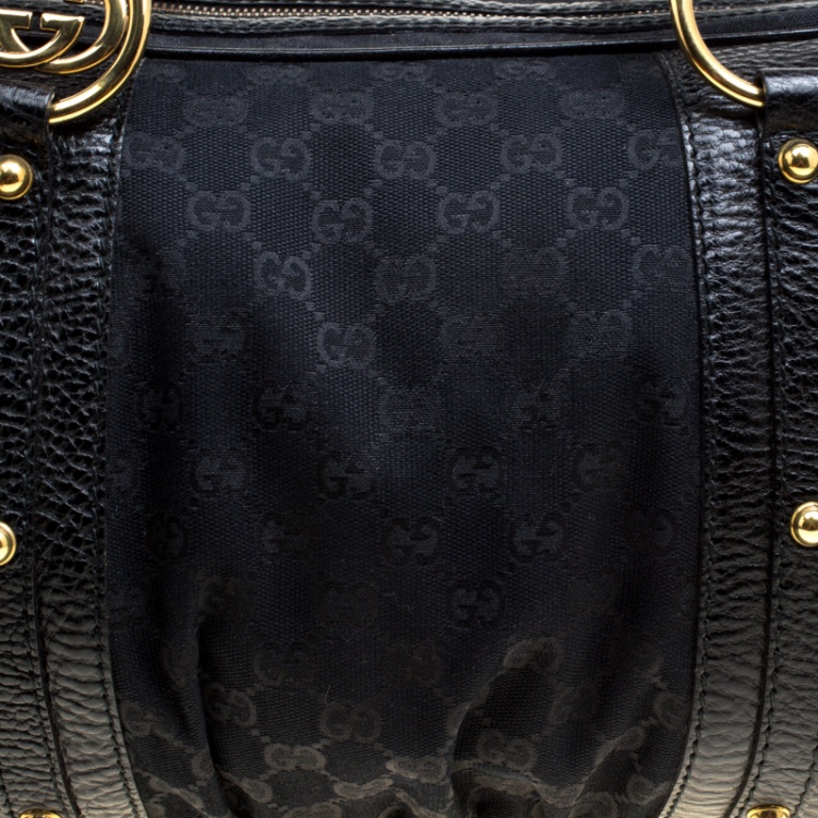 Pre Owned Gucci Black GG Canvas Interlocking Boston Bag
