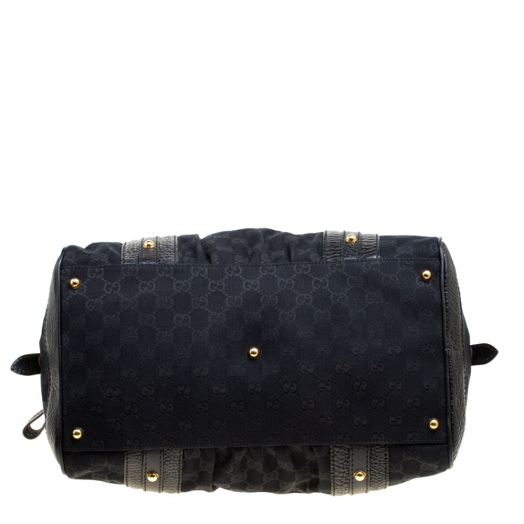 Pre Owned Gucci Black GG Canvas Interlocking Boston Bag