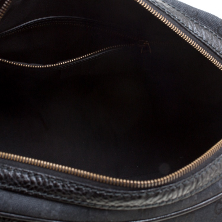 Pre Owned Gucci Black GG Canvas Interlocking Boston Bag