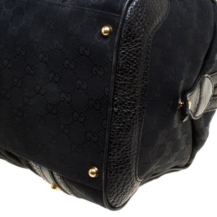Pre Owned Gucci Black GG Canvas Interlocking Boston Bag