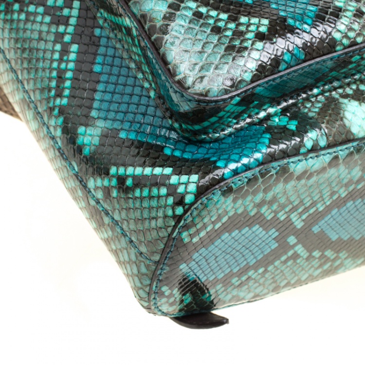 Pre Owned Gucci Multicolor Python Bamboo Drawstring Backpack