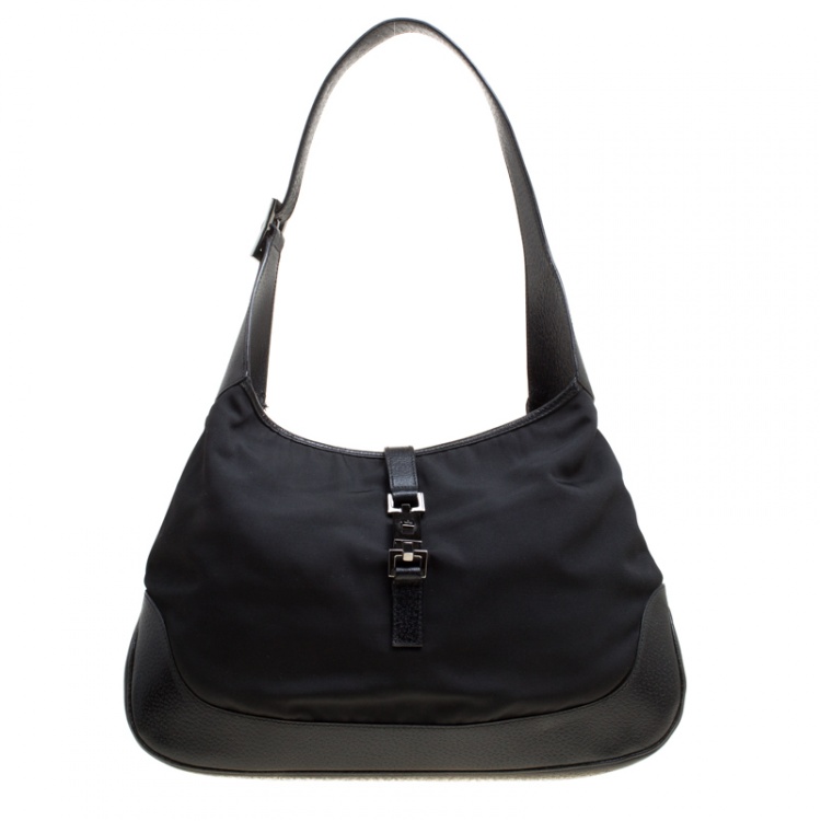 Gucci Black Nylon And Leather Jackie Hobo Gucci | The Luxury Closet