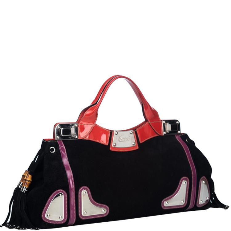 Pre Owned Gucci Multi-color Suede Race Bag