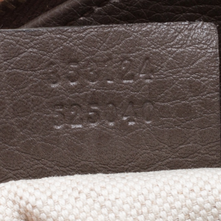 Pre Owned Gucci Dark Beige Leather Medium Bamboo Shopper Boston Bag 