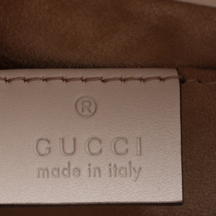 Pre Owned Gucci Off White Leather Mini Sylvie Top Handle Bag 