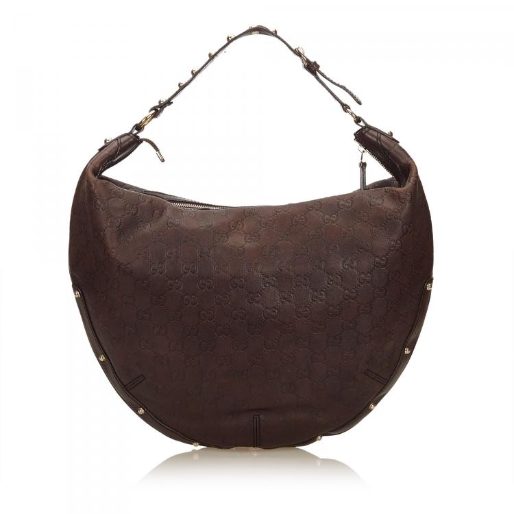 Pre Owned Gucci Dark Brown Guccissima Leather Hobo