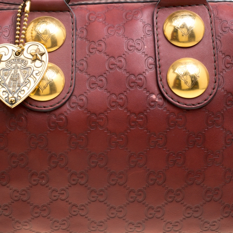 مملوكة مسبقًا Gucci Brick Red Guccissima Leather Babouska Boston Bag
