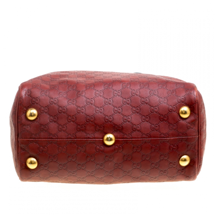 مملوكة مسبقًا Gucci Brick Red Guccissima Leather Babouska Boston Bag