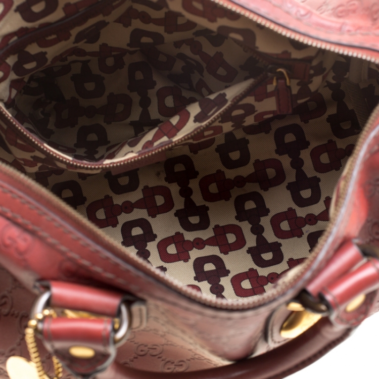 مملوكة مسبقًا Gucci Brick Red Guccissima Leather Babouska Boston Bag