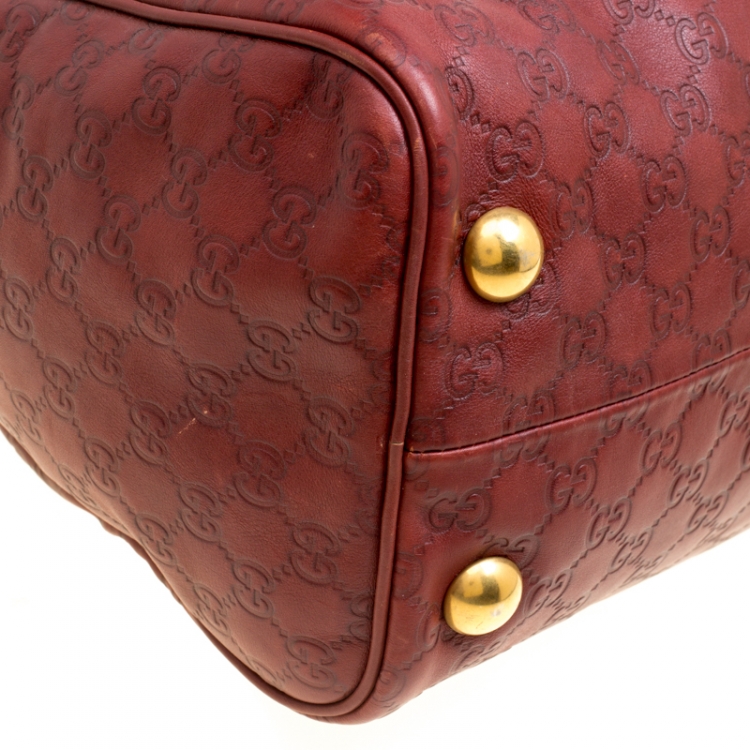 مملوكة مسبقًا Gucci Brick Red Guccissima Leather Babouska Boston Bag