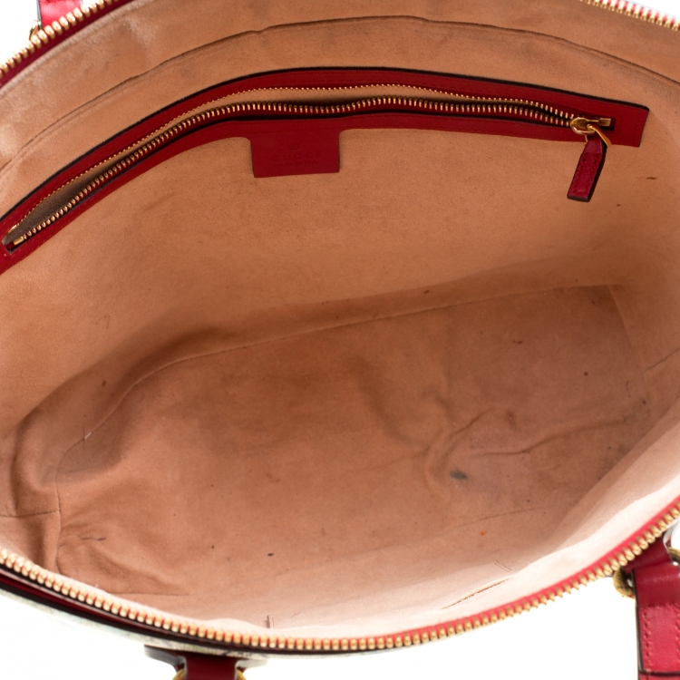 Pre Owned Gucci Multicolor/Red Bloom Print Supreme Canvas and Leather Shopper Tote