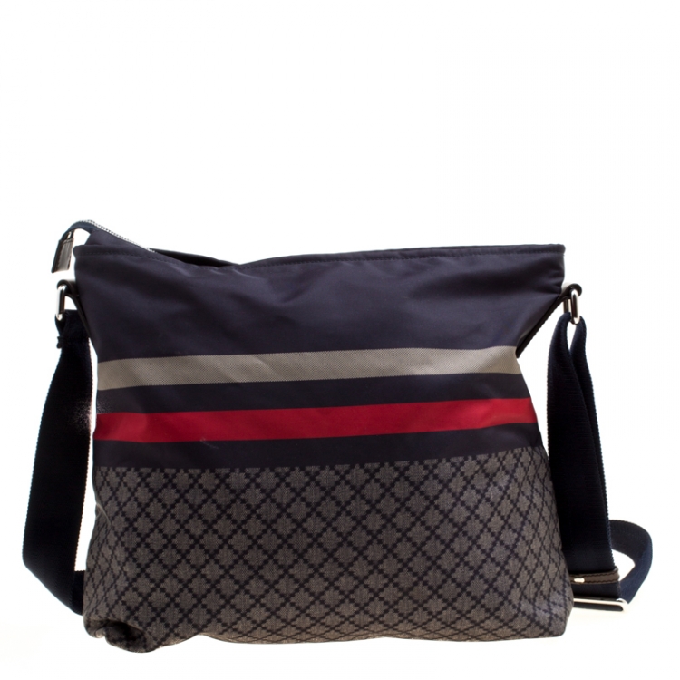 Pre Owned Gucci Multicolor Diamante Nylon Web Messenger Bag