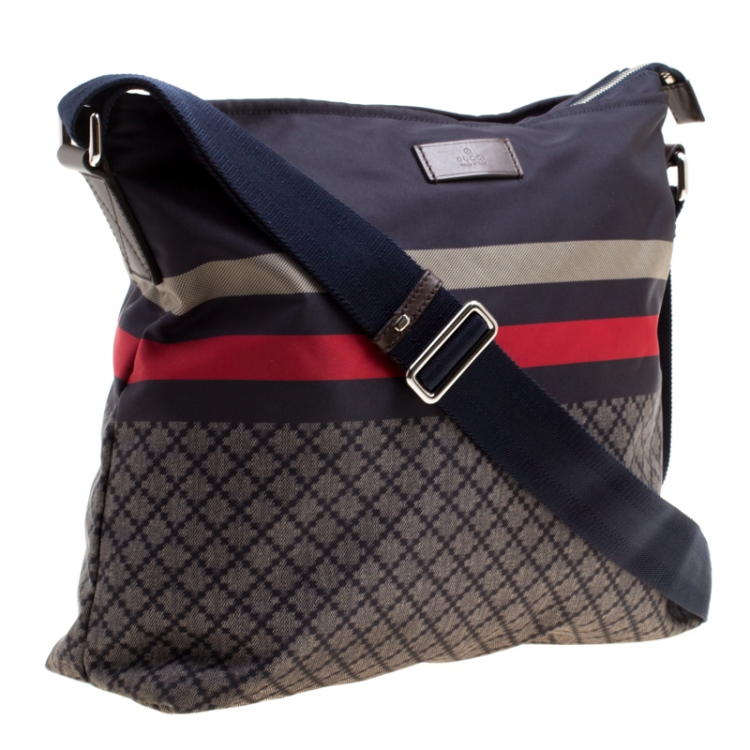 Pre Owned Gucci Multicolor Diamante Nylon Web Messenger Bag