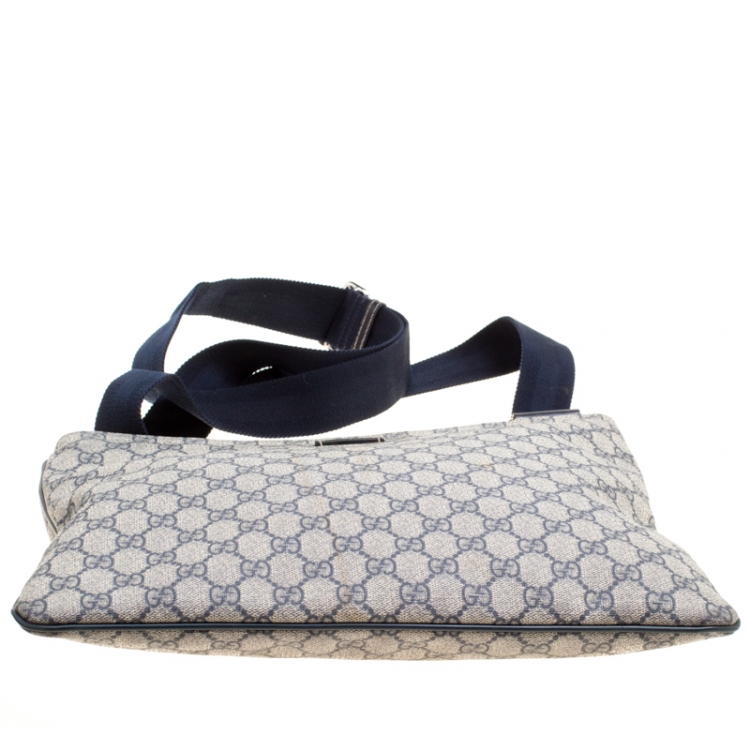 Pre Owned Gucci Beige/Blue GG Supreme Canvas Messenger Bag