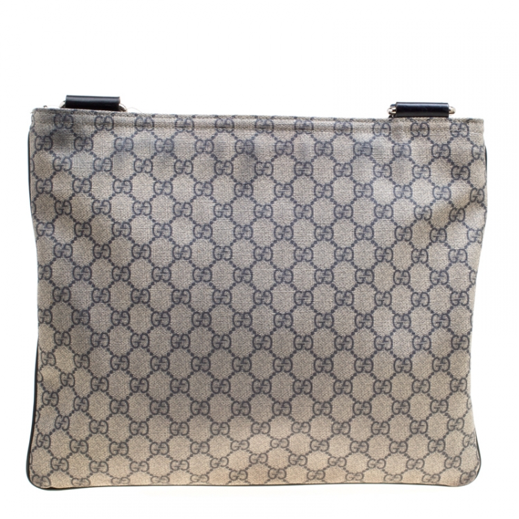 Pre Owned Gucci Beige/Blue GG Supreme Canvas Messenger Bag