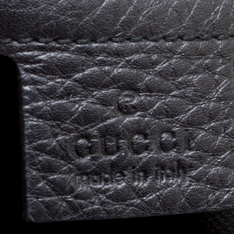 Pre Owned Gucci Black Leather Bamboo Top Handle Bag