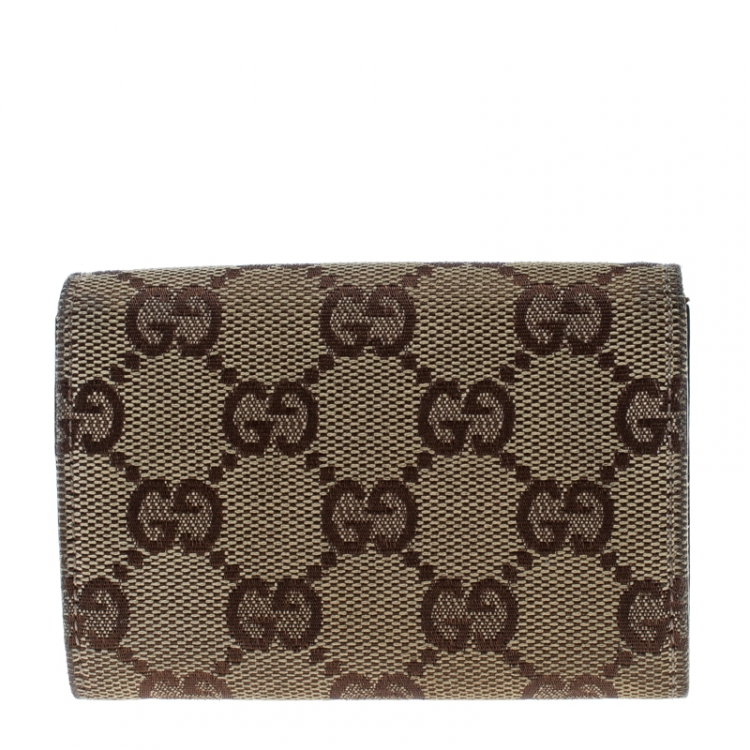 Pre Owned Gucci Beige GG Canvas Coin Purse Wallet