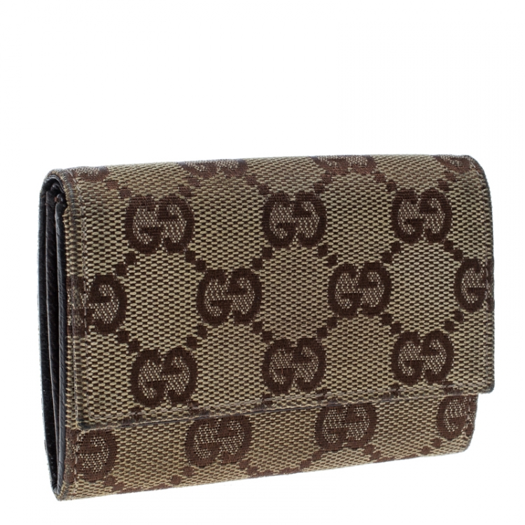 Pre Owned Gucci Beige GG Canvas Coin Purse Wallet