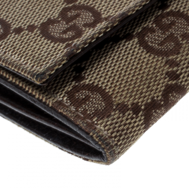 Pre Owned Gucci Beige GG Canvas Coin Purse Wallet