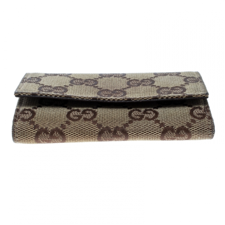 Pre Owned Gucci Beige GG Canvas Coin Purse Wallet