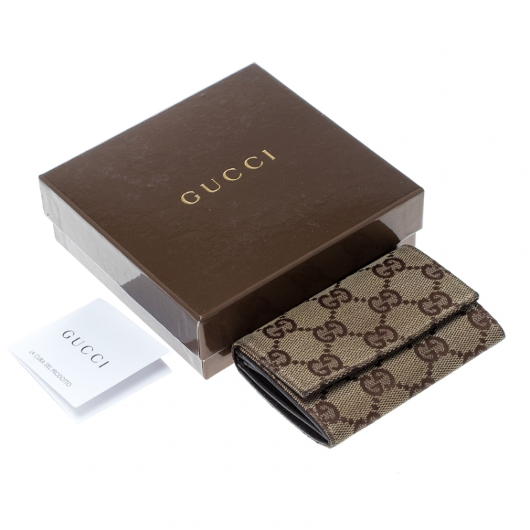 Pre Owned Gucci Beige GG Canvas Coin Purse Wallet