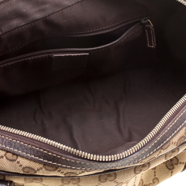 Pre Owned Gucci Beige/Ebony GG Canvas and Leather Princy Boston Bag