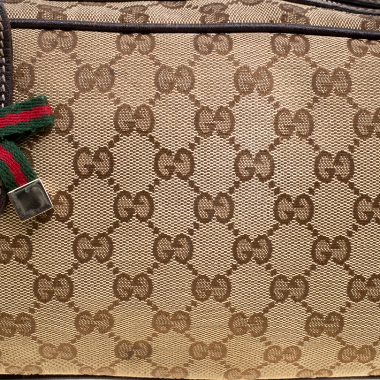 Pre Owned Gucci Beige/Ebony GG Canvas and Leather Princy Boston Bag