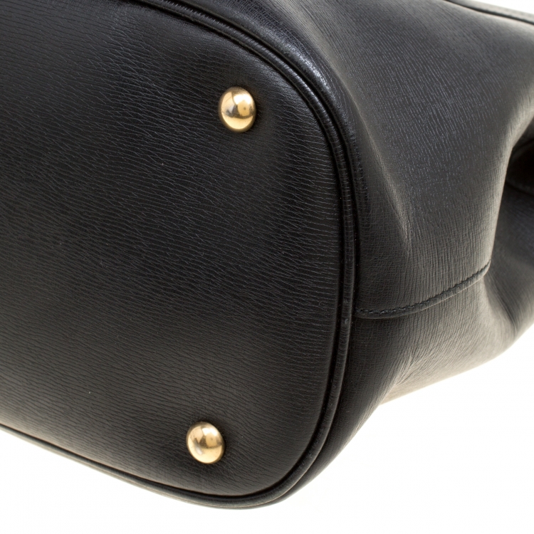 Pre Owned Gucci Black Leather Medium Bright Bit Top Handle Bag