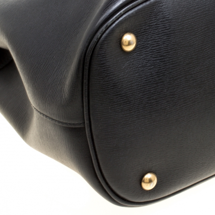 Pre Owned Gucci Black Leather Medium Bright Bit Top Handle Bag