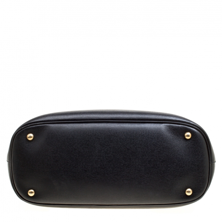 Pre Owned Gucci Black Leather Medium Bright Bit Top Handle Bag