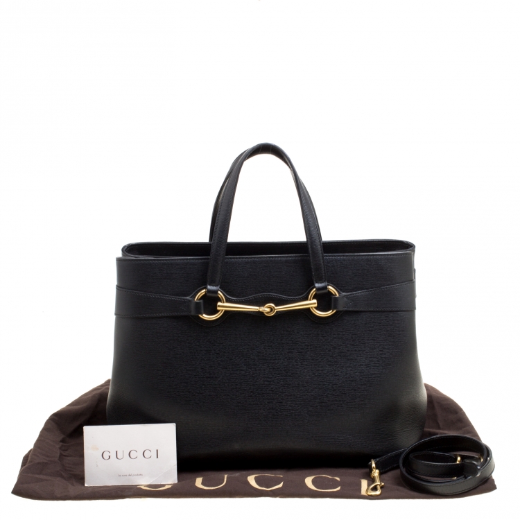 Pre Owned Gucci Black Leather Medium Bright Bit Top Handle Bag