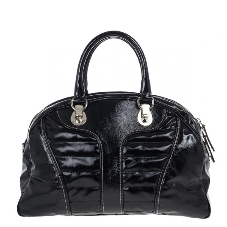 Pre Owned Gucci Black Snow Glam Medium Boston Bag