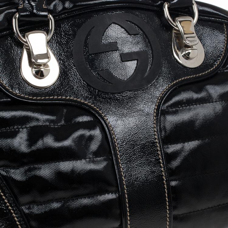 Pre Owned Gucci Black Snow Glam Medium Boston Bag