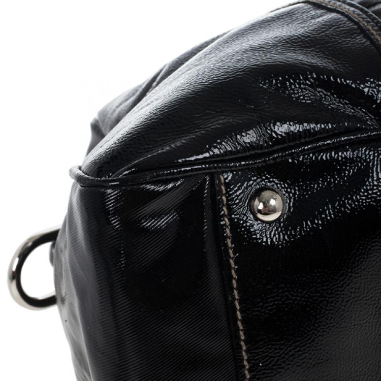 Pre Owned Gucci Black Snow Glam Medium Boston Bag