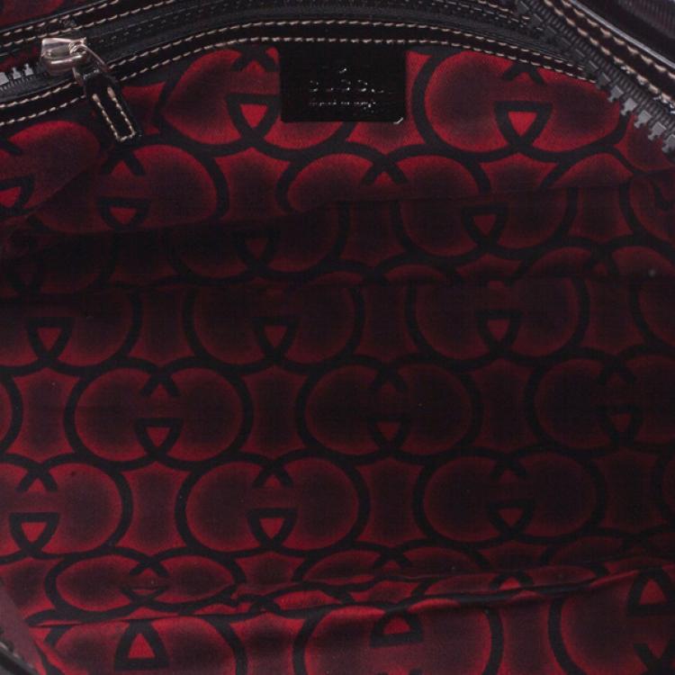 Pre Owned Gucci Black Snow Glam Medium Boston Bag
