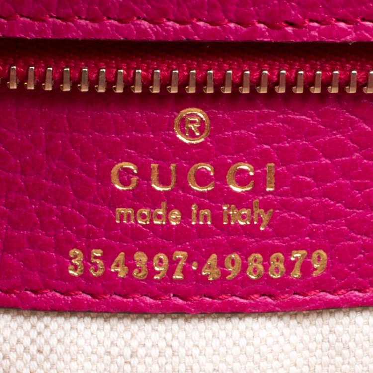 Pre Owned Gucci Pink Leather Large Swing Shopper Tote