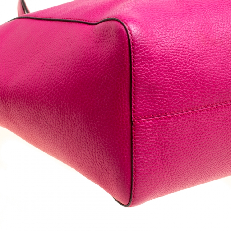 Pre Owned Gucci Pink Leather Large Swing Shopper Tote