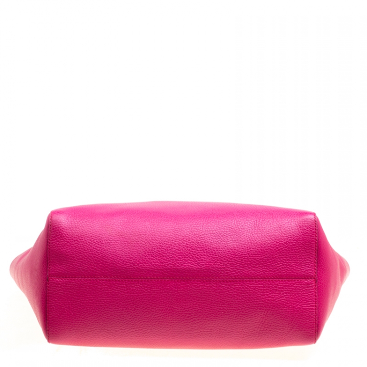 Pre Owned Gucci Pink Leather Large Swing Shopper Tote