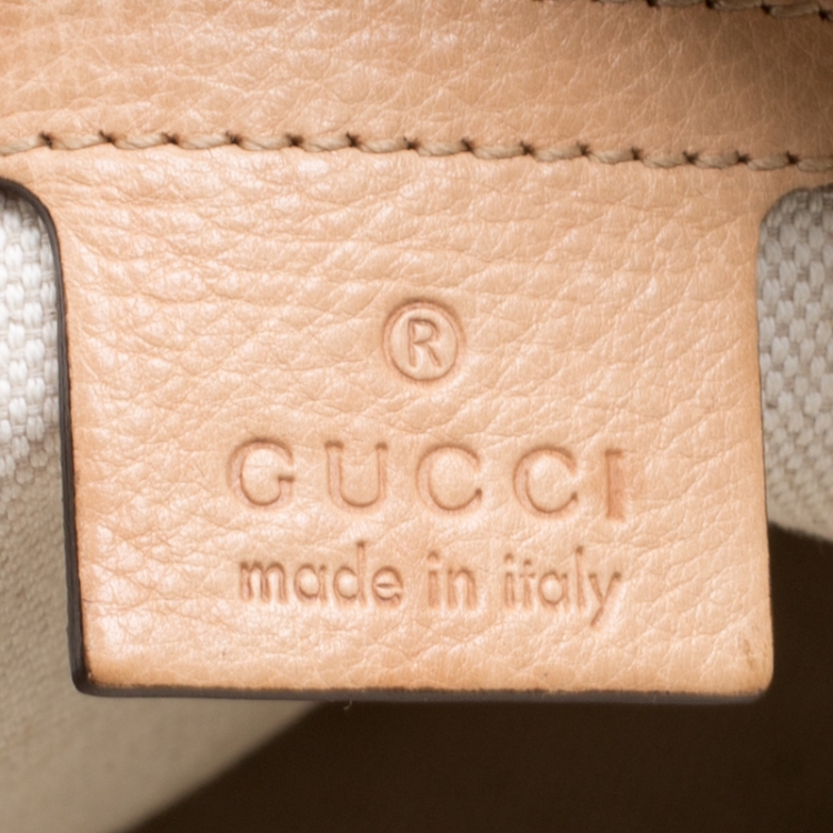 Pre Owned Gucci Beige Leather Bamboo Top Handle Bag