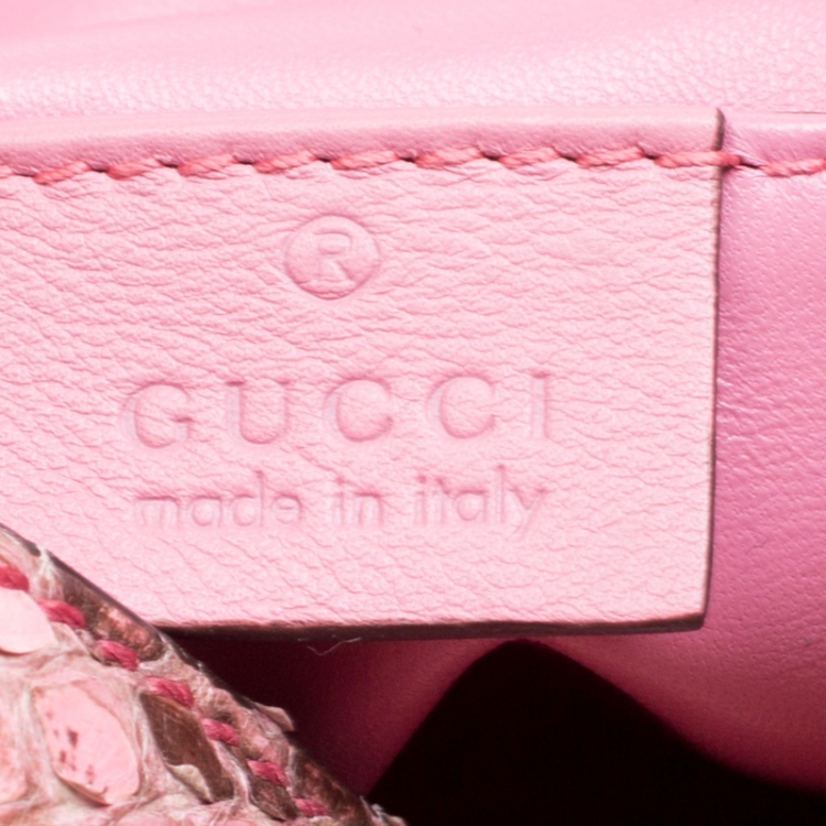 Pre Owned Gucci Pink/Multicolor Python Bamboo Drawstring Backpack