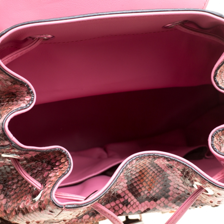 Pre Owned Gucci Pink/Multicolor Python Bamboo Drawstring Backpack