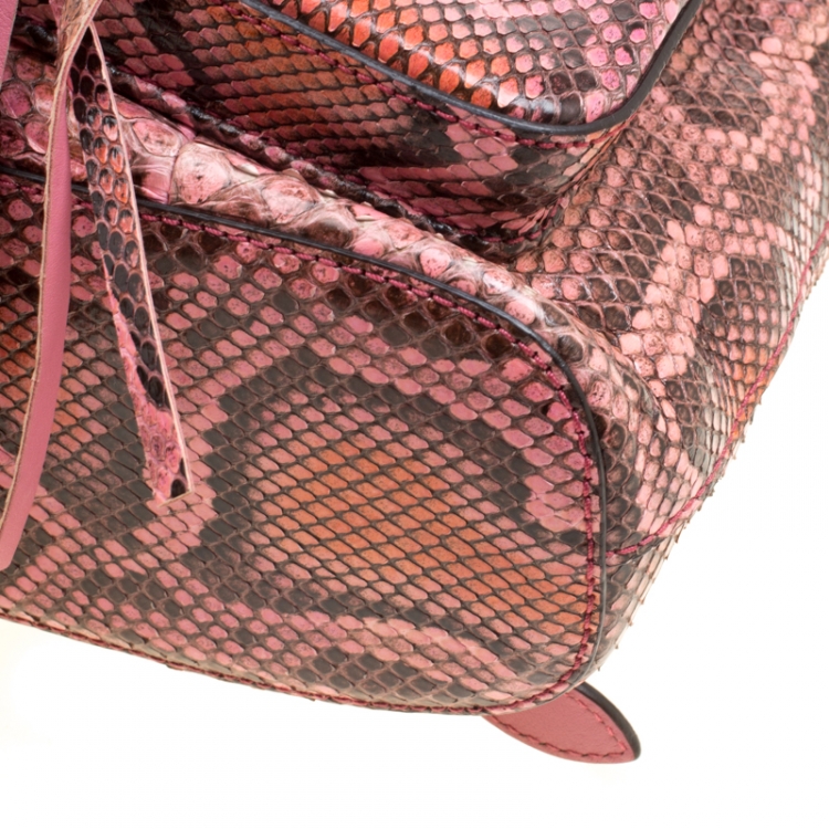 Pre Owned Gucci Pink/Multicolor Python Bamboo Drawstring Backpack